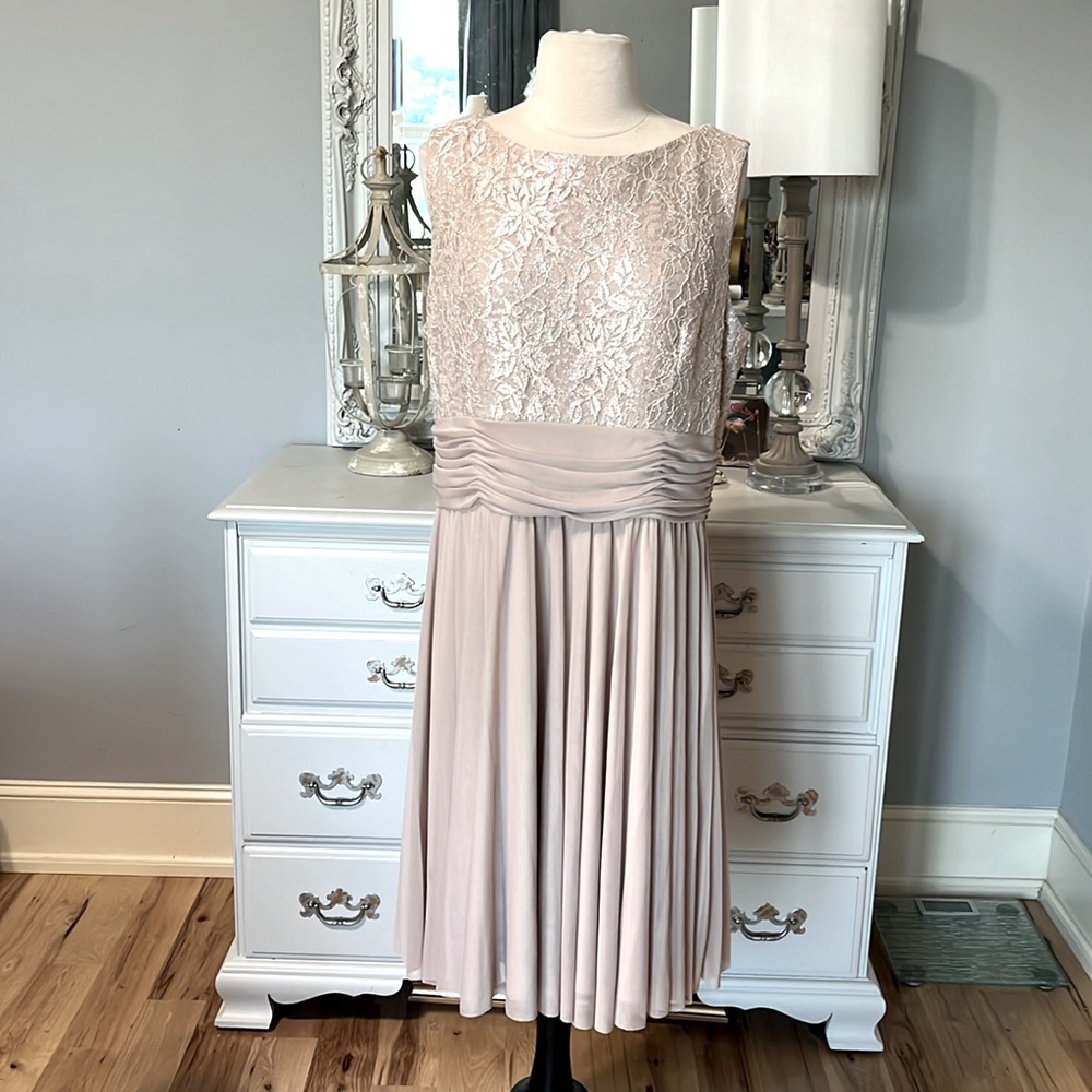 JH Evenings Champagne Shimmery Formal Semi Prom Party Bridesmaid Dress Womens 16